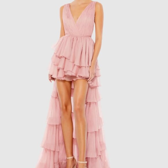 Mac Duggal Dresses & Skirts - Mac Duggal 55320 High Low Tiered Gown With Built In Bodysuit Size 4 NWOT Rose